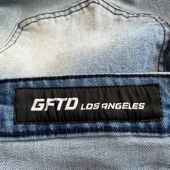 GFTD LA LONZO Men 40x32 Grunge Streetwear Skull Cross Alt Distressed Jeans Blue - Picture 12 of 12